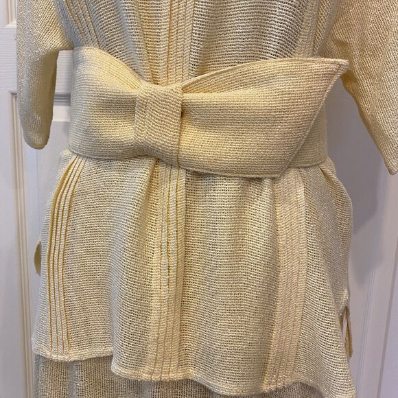 Vtg SYBIL 3pc Skirt/Blouse/Belt Cotton Mesh Elastic SelfBelt Full Midi Sz 8 USA - Picture 5 of 12